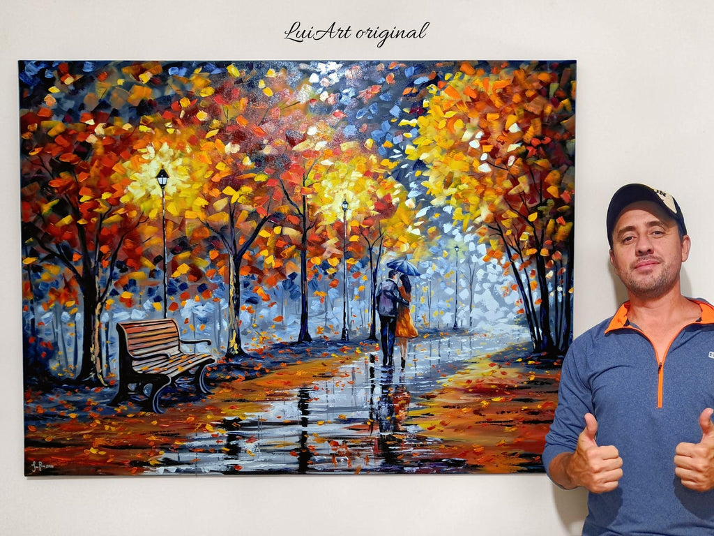 Pintura Óleo original "Llovizna de otoño"