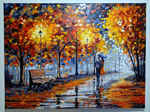 Pintura Óleo original "Llovizna de otoño"