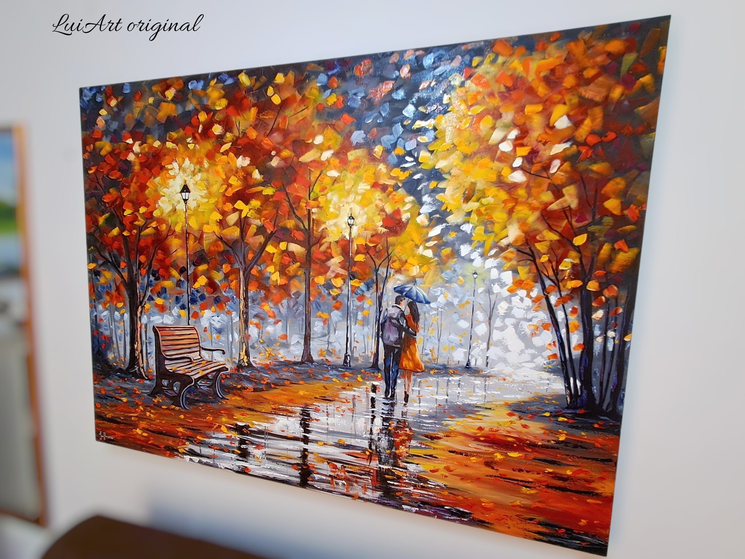 Pintura Óleo original "Llovizna de otoño"