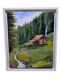 Pintura Acrílica original "Cabaña en la colina"